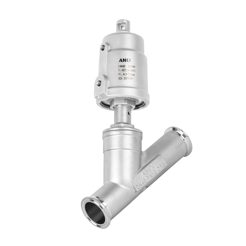 不鏽鋼頭氣動快裝角座閥