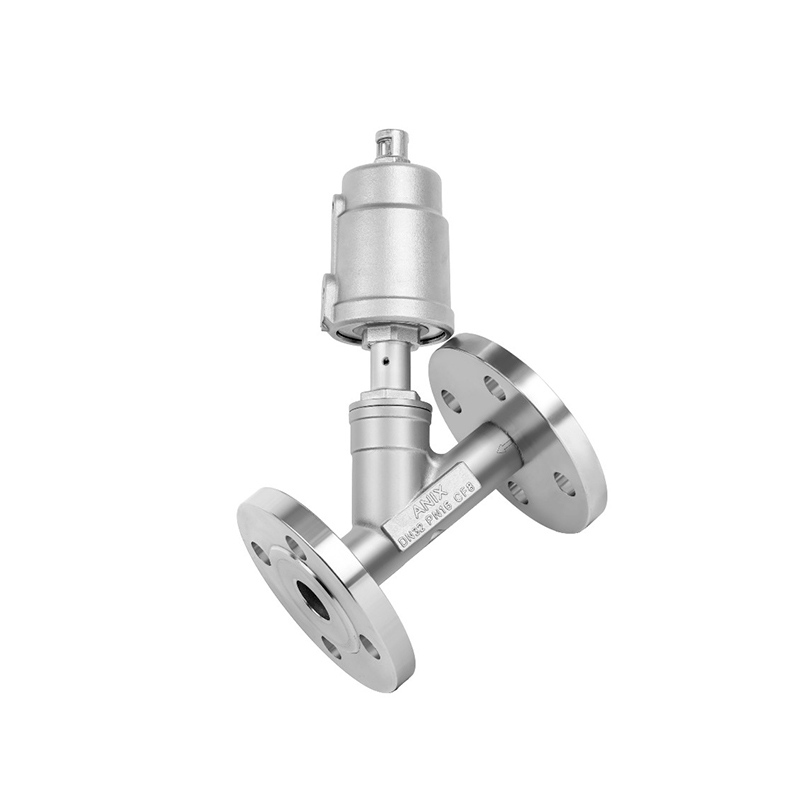 不鏽鋼頭氣動法蘭角座閥
