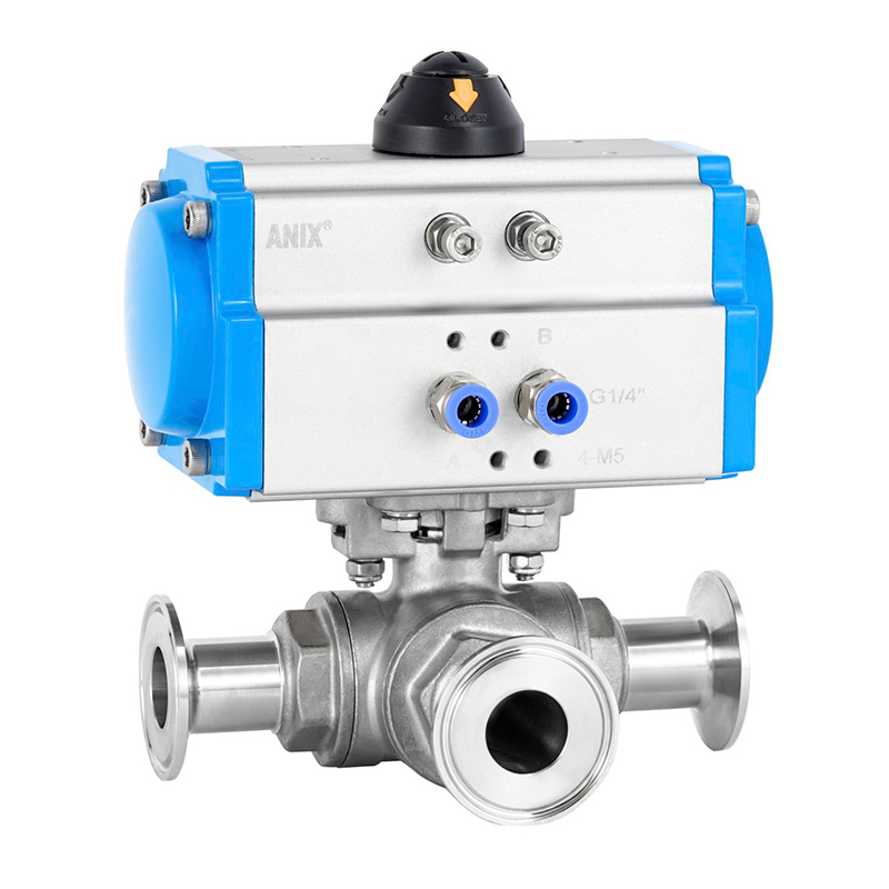 氣動衛生級三通快裝球閥